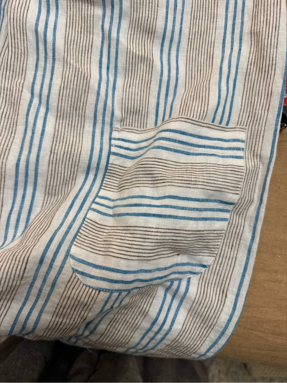 J.Jill Striped Sleeveless Linen knee length  Dress in Blue and Cream - Picture 6 of 9